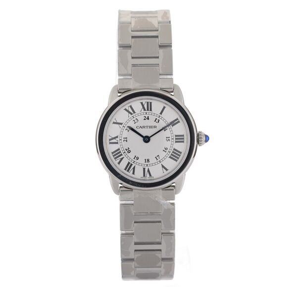 Unworn Cartier Ronde Solo 3601 White Roman Dial 29mm Steel Ladies Watch - Picture 1 of 8